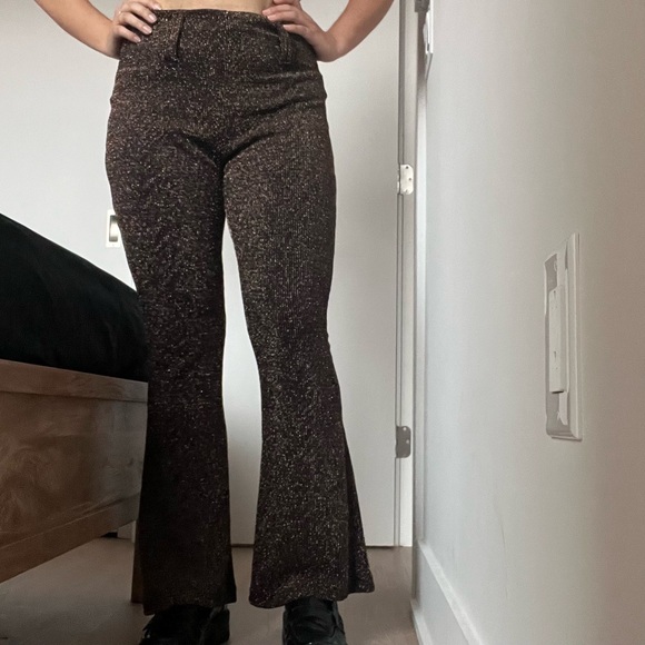 Kadu wide leg sparkle metallic pant, flare style, high  lightweight night out - Picture 8 of 10